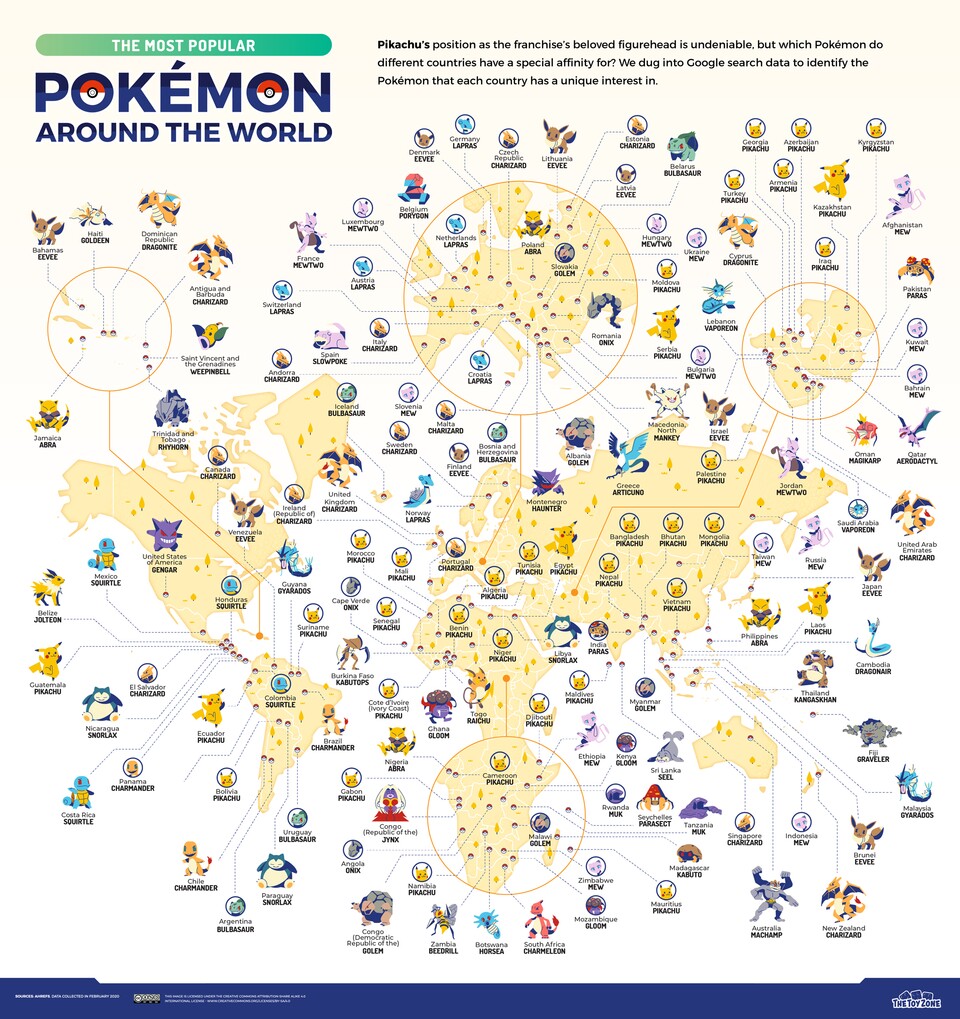 Pokémon Umfrage Beliebtheit Weltkarte