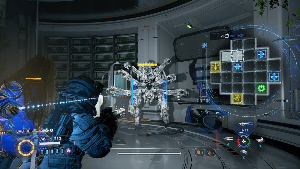 Ist das Hacking-Grid anfangs noch ziemlich simpel, wird es bei manchen Feinden später deutlich komplexer.