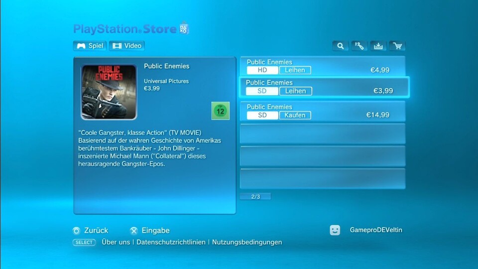 Beim PSN Video Store bekommt man alle Infos auf einem Blick.