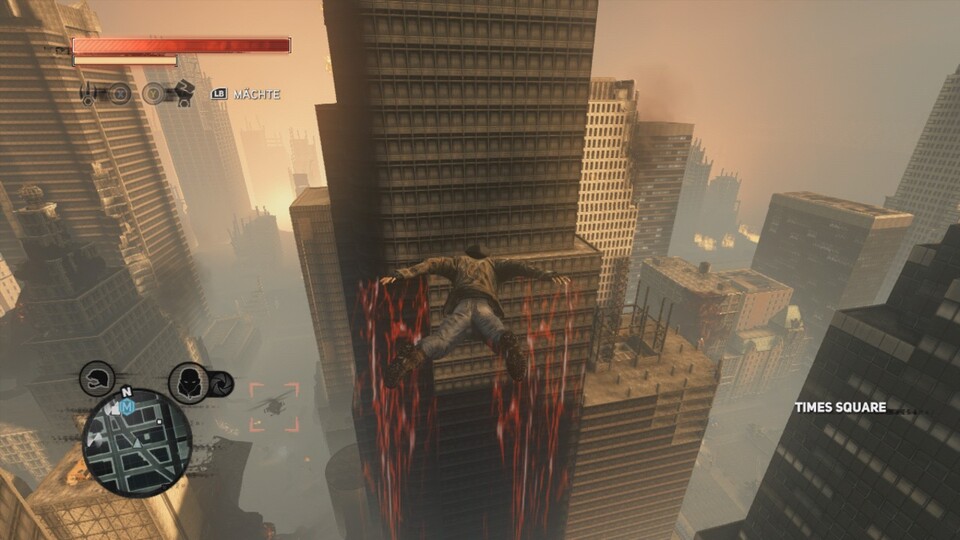Aus der Luft erkunden wir den riesigen Action-Spielplatz Manhattan.