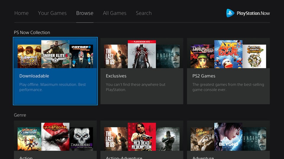 PS Now lässt euch mit dem neuen Collection-Feature Spiele nac hGenre, Plattform oder Thema ordnen.