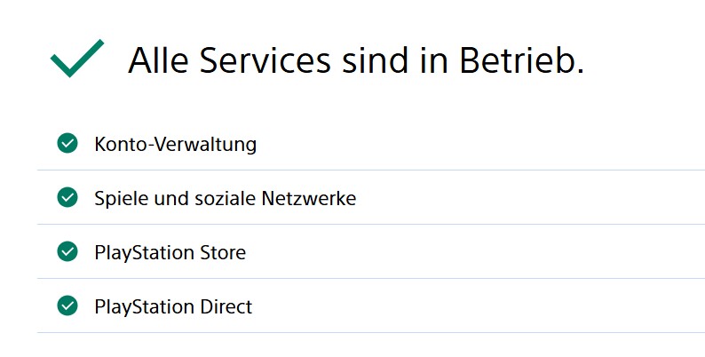 So die Angaben auf der offiziellen Seite https:status.playstation.comde-lu.