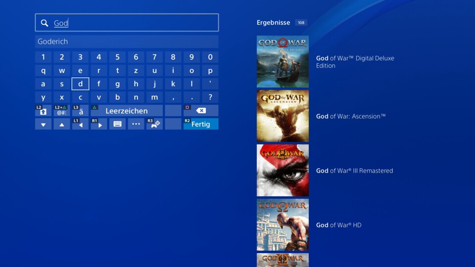 Den PlayStation Store könnt ihr nun mittels virtueller Tastatur durchstöbern.