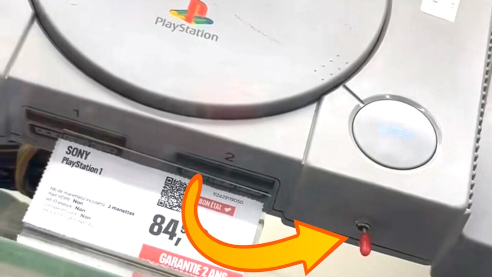 Die PS1 mit dem mysteriösen roten Schalter (Bild: reddit.comuserAfter_Piece9041 GamePro).