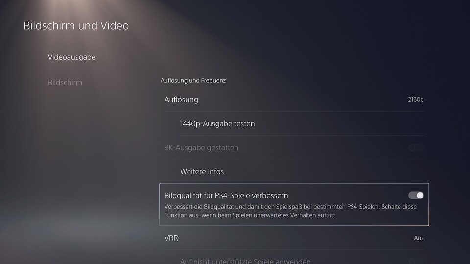 Hinter der Bildqualitäts-Option für PS4-Spiele verbirgt sich der Image Enhancer der PS5 Pro.