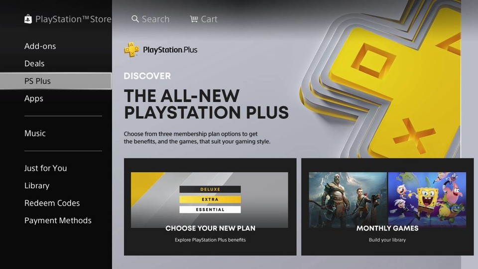 A tab for PS Plus is also available in the PlayStation Store.