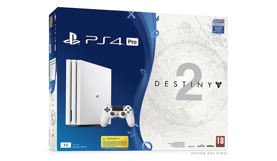 PS4 Pro - Weißes Modell zusammen mit Destiny 2 im Bundle.