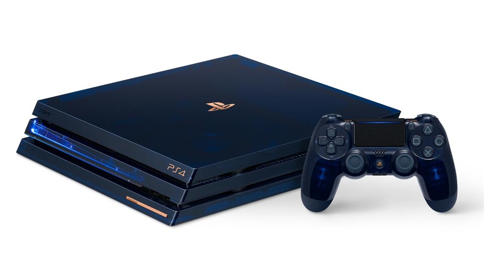Die PS4 Pro Sonderedition kommt im schicken dunkelblau-durchsichtigem Design.