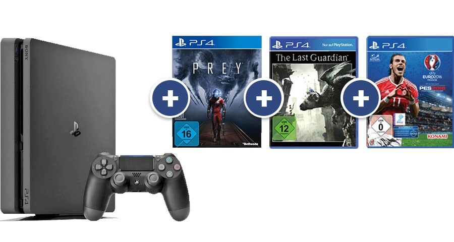 PS4 Slim 1 TB Bundle mit Prey, The Last Guardian und EURO 2016 zum Bestpreis.