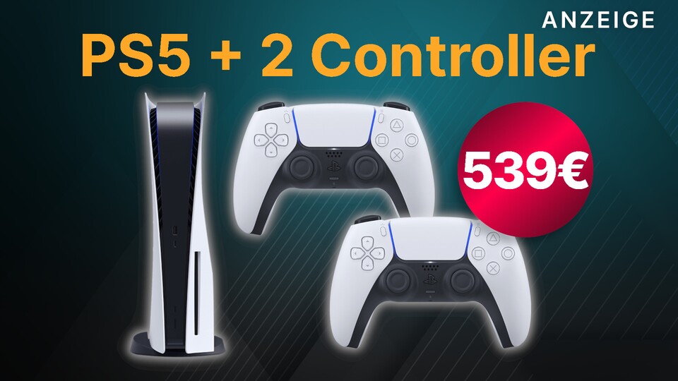 Durch einen Ebay-Gutschein könnt ihr die PS5 jetzt im Bundle mit einem zweiten Controller für nur 539€ bekommen.