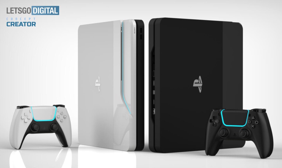 Sollte Sony auch eine schwarze Version der PS5 an den Start bringen, könnte die im Kontrast so aussehen (Bild: LetsGoDigital).