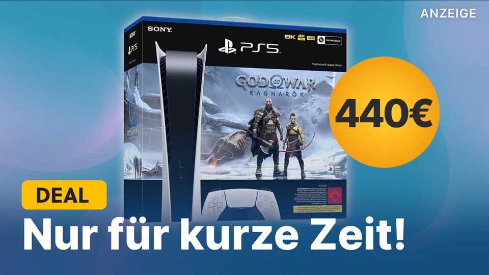 Nur für kurze Zeit könnt ihr die PS5 Digital Edition im God of War Ragnarök Bundle für rund 440€ bekommen.