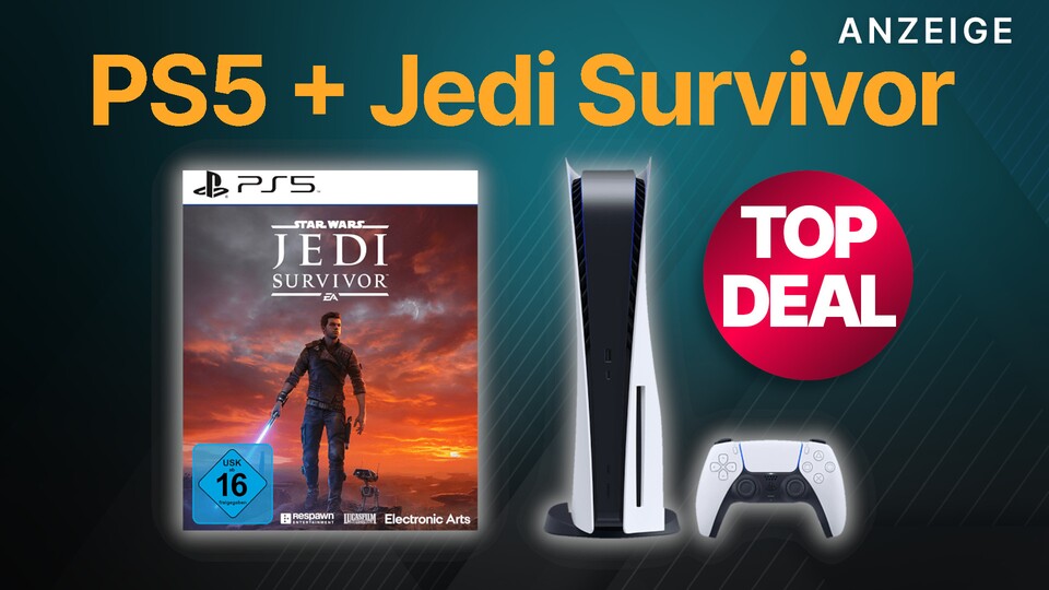 Die PS5 könnt ihr auch im Bundle mit Star Wars Jedi: Survivor bekommen.