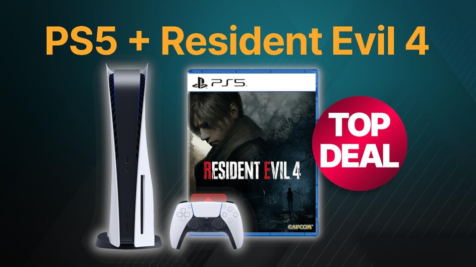 Die PS5 könnt ihr bei MediaMarkt auch im Bundle mit Resident Evil 4 günstig im Angebot bekommen.