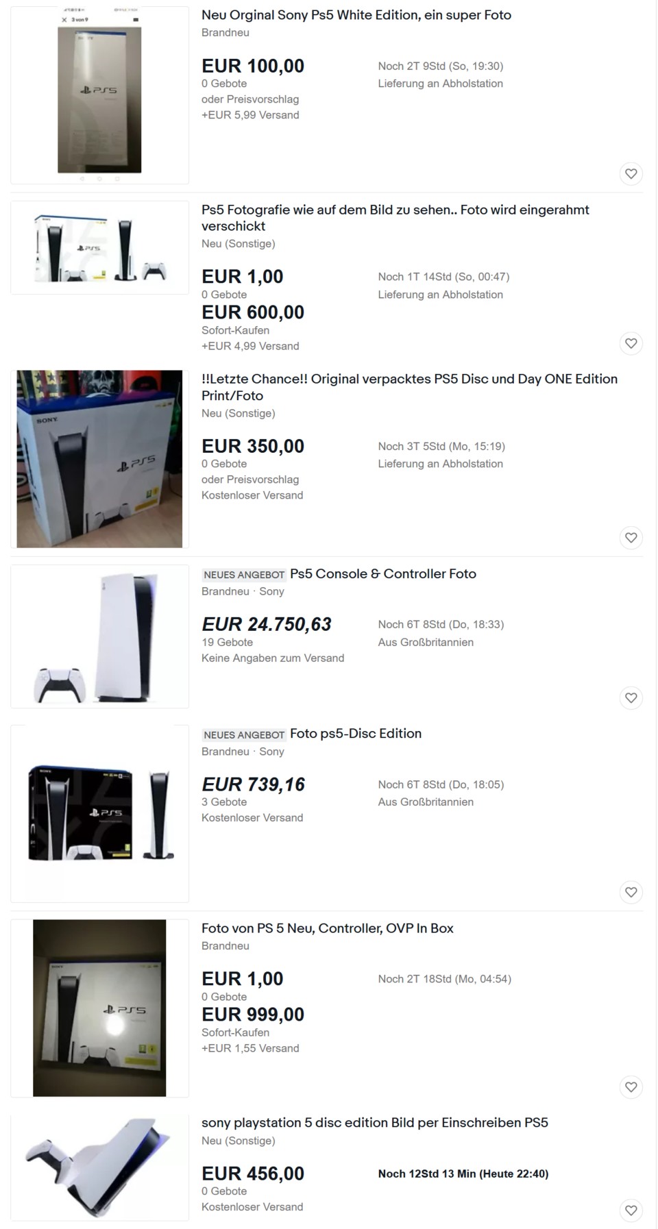 PS5-Fotos werden auf ebay teilweise für Tausende Euro angeboten, passt also gut auf!