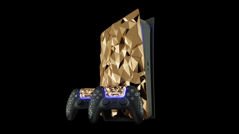Die PS5 &quot;Golden Rock&quot; wurde mit 20 Kilogramm Gold ummantelt.