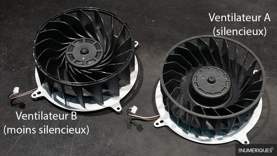 Das sind die Unterschiede der beiden bekannten Lüfter-Modelle der PS5. (Bild: Les Numeriques)