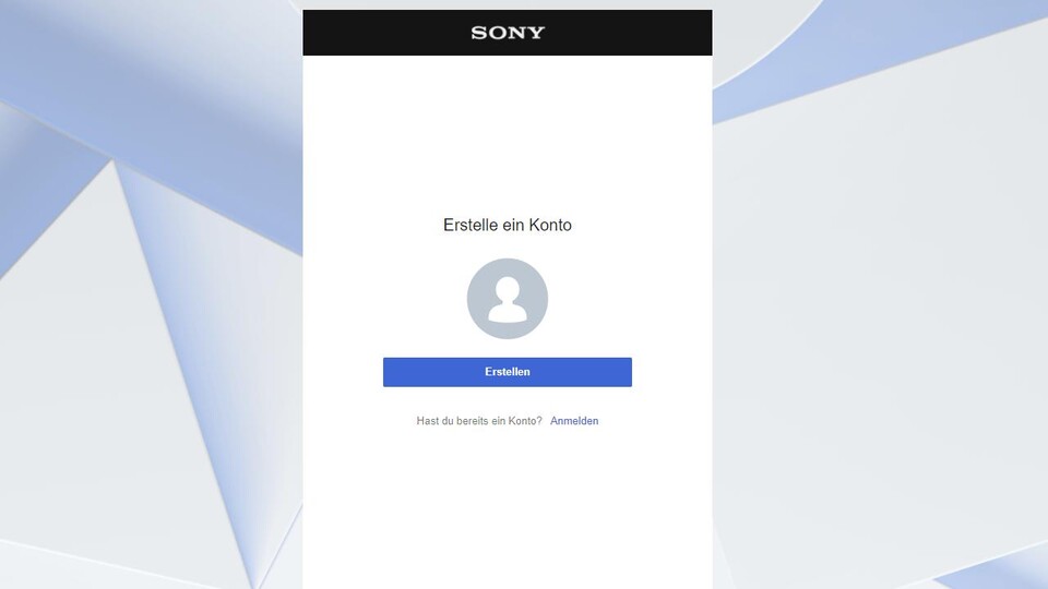 Die Registrierung für ein Sony-Konto ist simpel.