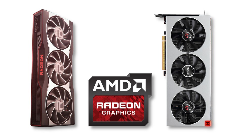 Radeon RX 6000 (links) verspricht deutlich flotter zu sein als AMDs aktuell schnellstes Modell für Spieler in Form der Radeon VII (rechts). Wie viel schneller genau, ist aber noch nicht bekannt.