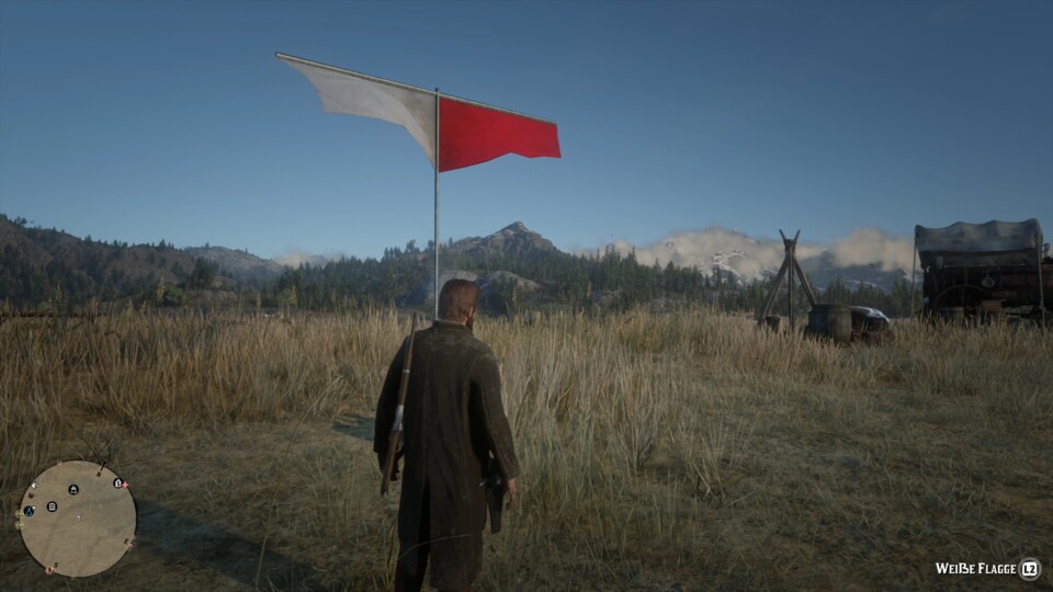 Weht die Flagge an eurem Camp können euch andere Spieler nicht angreifen. 