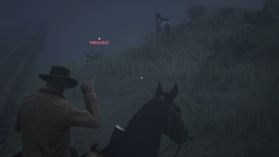 Dieser Spieler fängt einen abstürzenden Outlaw mit dem Lasso und zieht ihn wieder hoch.
