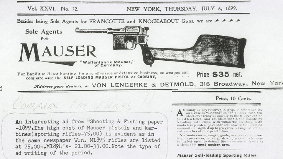 Das Angebot für eine original Mauser aus dem Jahr 1899 für 35$.