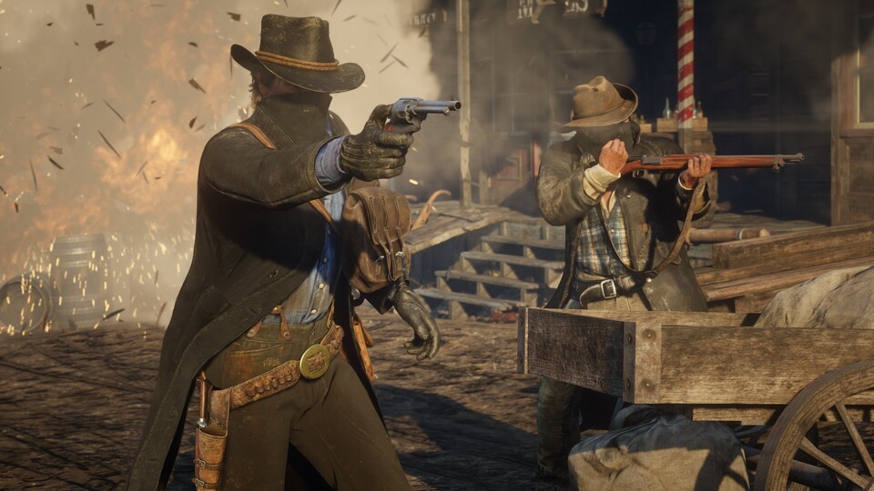 Das Gun-Gameplay ähnelt dem von Red Dead Redemption 1, wurde aber in vielen Nuancen verfeinert. 