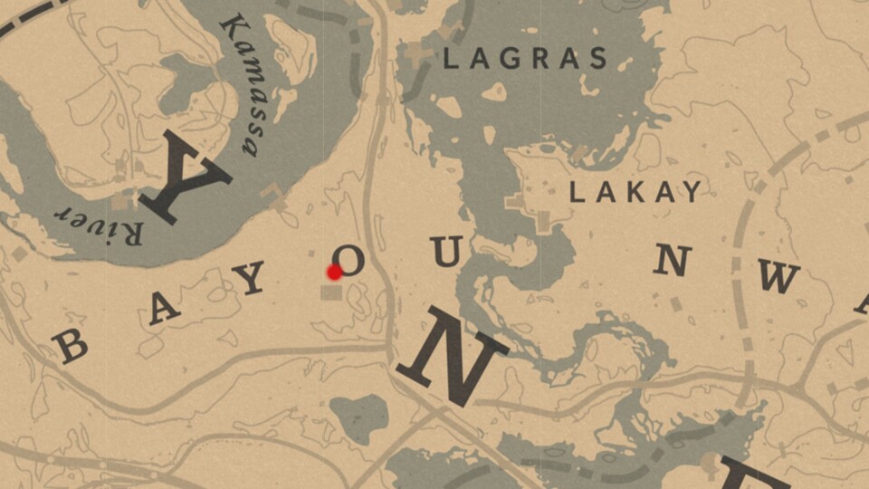 Hier ist der Fundort des Krimi-Buchs auf der Map von Red Dead Redemption 2.