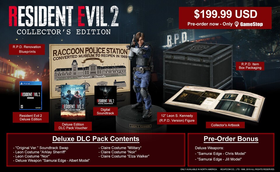 Resident Evil 2 Remake - Die CE erscheint in den USA und kostet 200 Dollar.