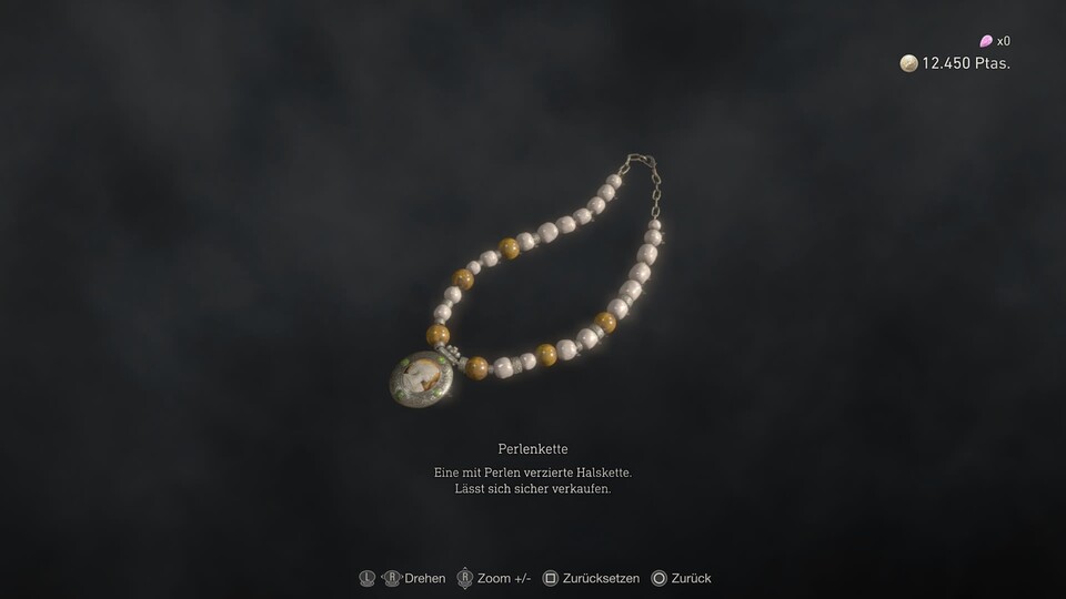 Diese Perlenkette hat keine Vertiefung für Edelsteine.