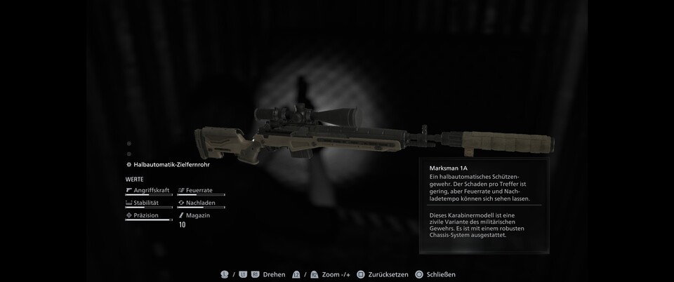 Die Werte der Marksman 1A.