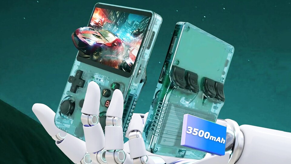 Der R36S erinnert an einen GameBoy Color mit Triggertasten, Joysticks und größerem Display.