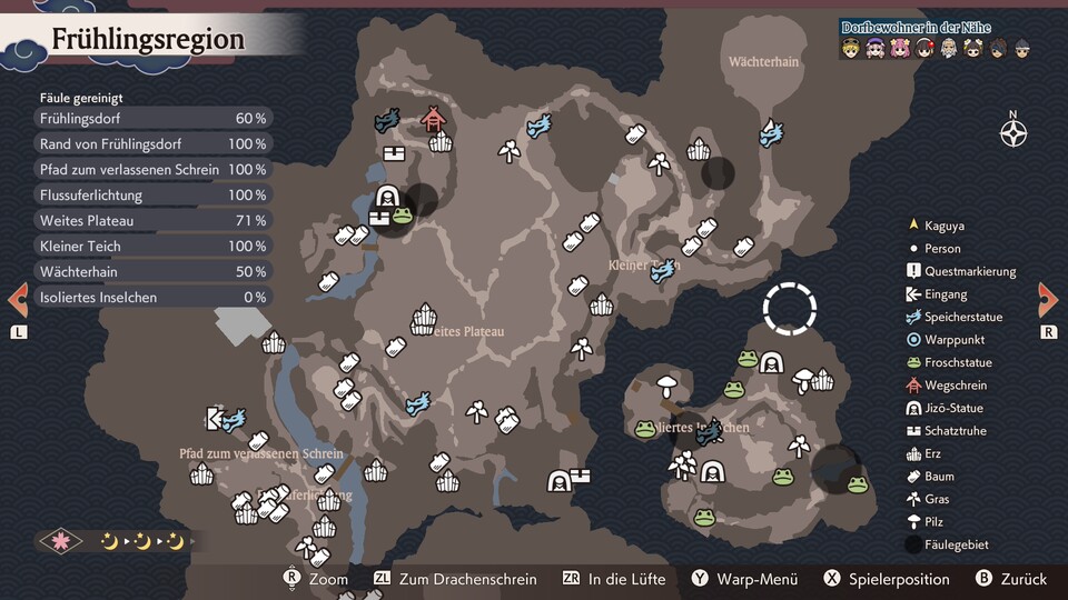Hier sehen wir alle Ressourcen, Collectibles und Co. Eine Option zum Ausschalten wäre ein netter Bonus gewesen.