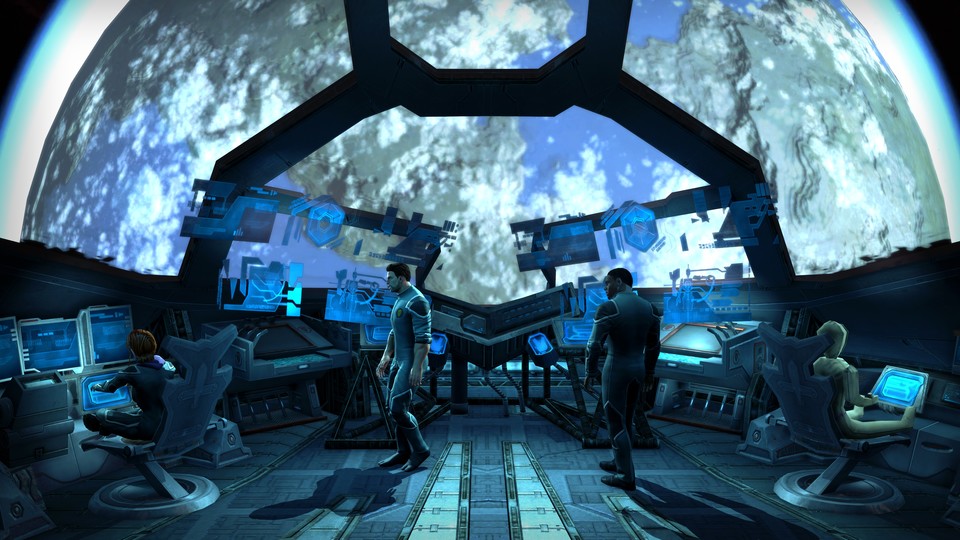 Von unserem Raumschiff aus kehren wir ins virtuelle Steelport zurück, um die gefangenen Gangmitglieder zu retten. 