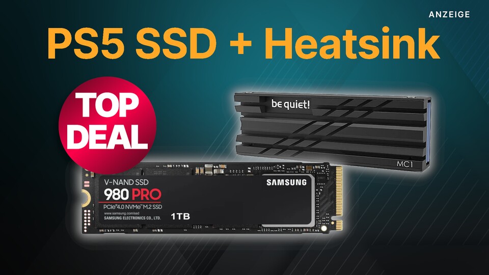 Die NVMe SSD Samsung 980 Pro gibt es jetzt im Bundle mit dem bequiet! MC1 Heatsink günstig im Angebot.