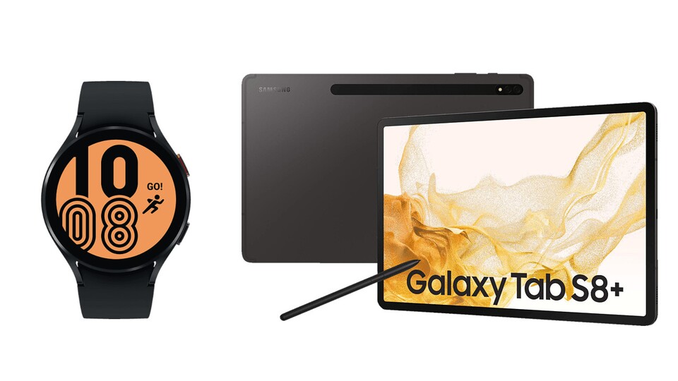 Das hochwertige Samsung Galaxy Tab S8+ Tablet gibt es mit der Samsung Galaxy Watch4 44 mm als Gratis-Zugabe.