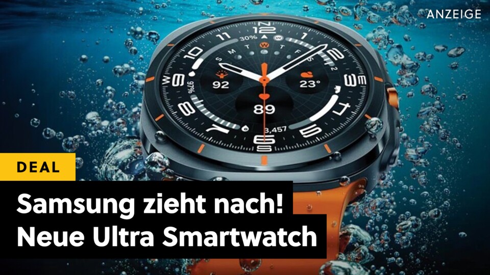 Die neue Samsung Galaxy Watch Ultra ist bis zu 100 Metern Tiefe gegen Wasser und Druck geschützt.