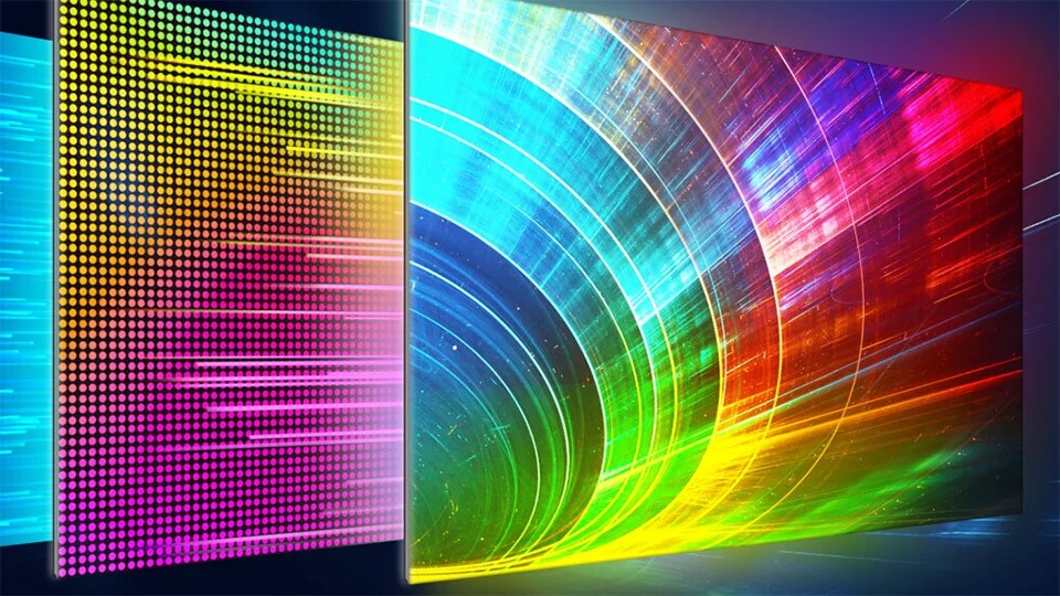 Samsung hält weiter an QD-OLED fest, bei dem kleine Partikel die Grundfarben bilden.