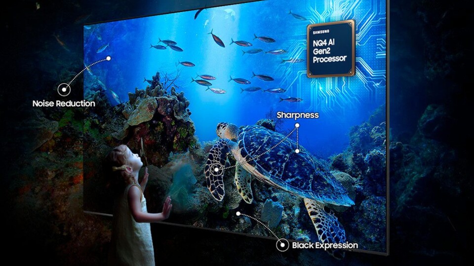 Der Bildschirm des Samsung QLED-Fernsehers ist nicht nur riesengroß, sondern bietet auch eine gute Bildqualität.