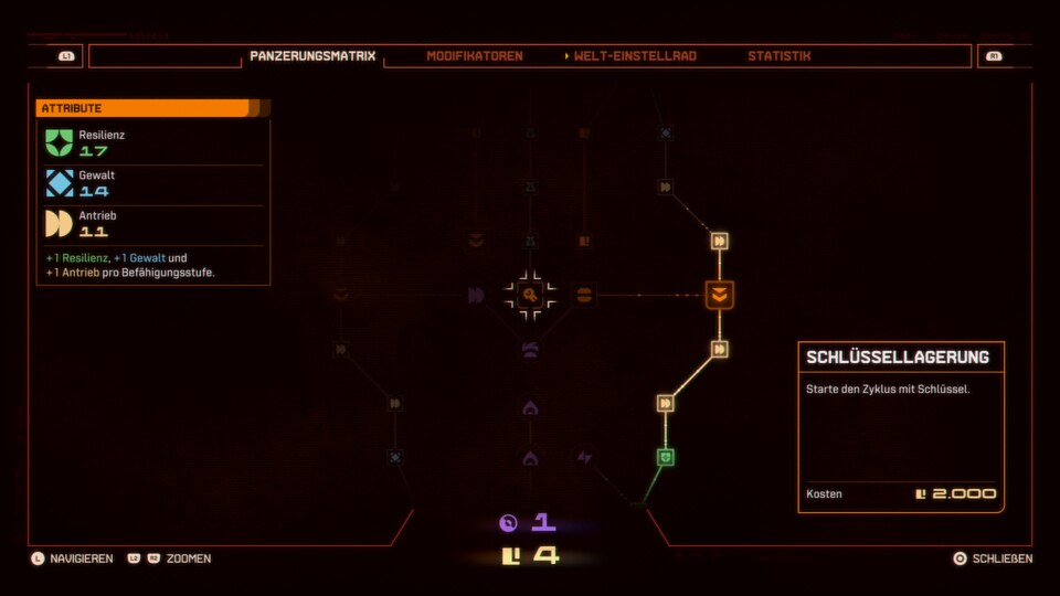 Schlüssel erscheinen praktisch, aber spart euch das Lucenit am Anfang für die anderen Perks.