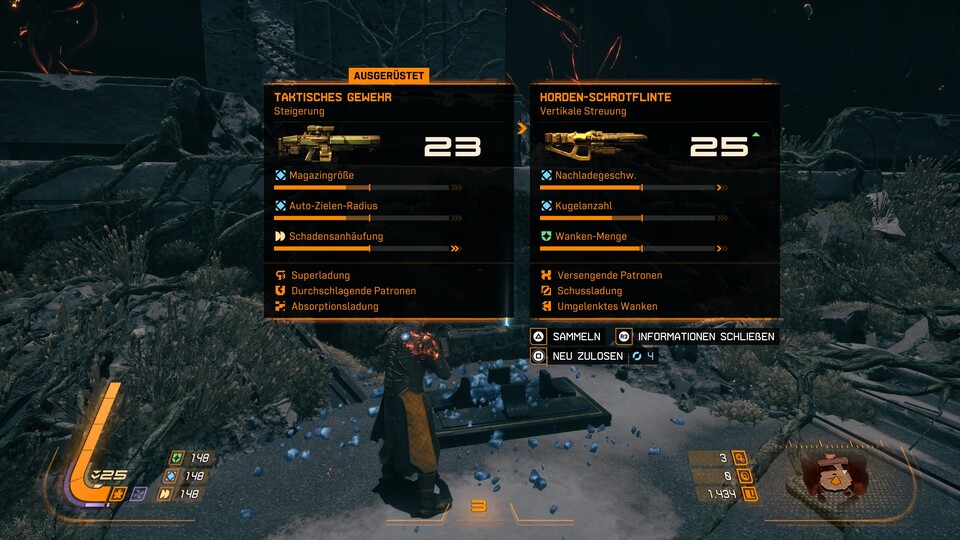 Die Knarren spielen sich alle sehr unterschiedlich, skalieren auch mit unterschiedlichen Attributen und haben noch Perks an Bord.