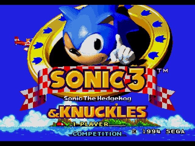 Nach Einschub des Sonic 3-Modusl in das Sonic & Knuckles-Cartridge darf unter dem Titel Sonic 3 & Knuckles ein leicht verändertes Hüpfspiel-Epos gespielt werden.