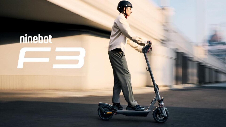 Kopfsteinpflaster und schlechte Straßen? Nicht so beim Segway-Ninebot F3 D: Die Kombination aus hydraulischer Vorder- und Elastomerfederung sorgt für Fahrspaß deluxe!