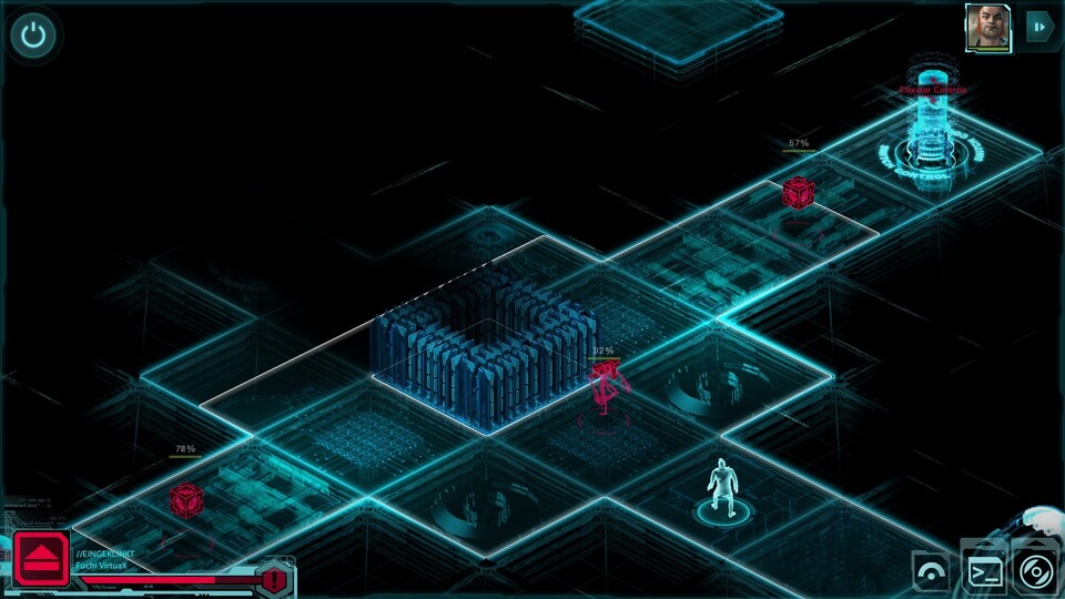 Die Matrix-Umgebung in Shadowrun Returns ist eine virtuelle Welt im Spiel.