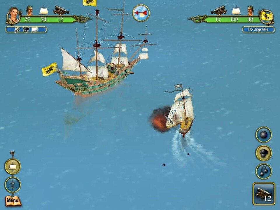 Pirates: Die Seeschlachten laufen angenehm taktisch ab, hektische Wischbewegungen sind nicht nötig.