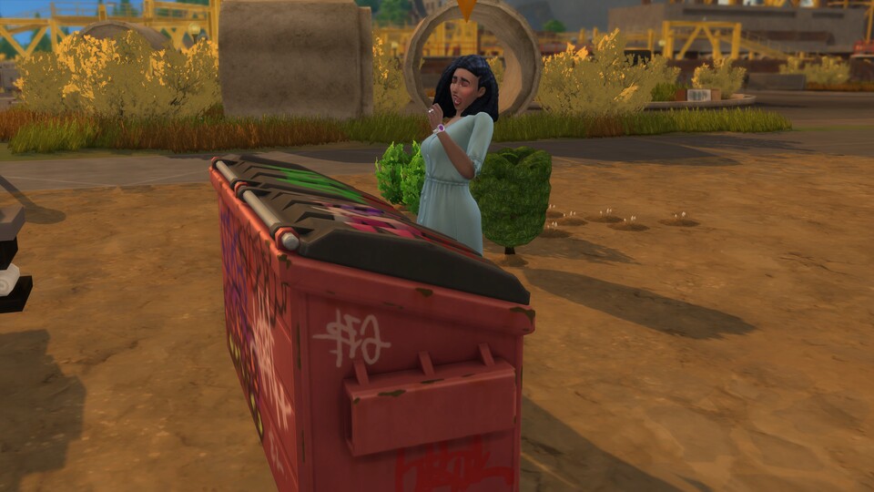 Wühlen wird bei der Dumpster Challenge zur Hauptbeschäftigung eines Sims.