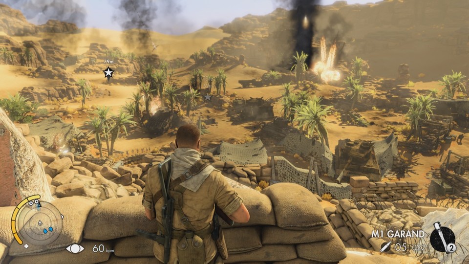 Die erste Mission in Tobruk ist noch sehr effektreich inszeniert, Später lässt die Präsentation nach. (Xbox One)