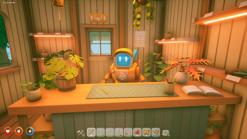 Dieser Roboter ist der einzige NPC im Spiel und gibt euch Blaupausen für wichtige Upgrades, wenn er die Items von seiner Wunschliste dafür bekommt.