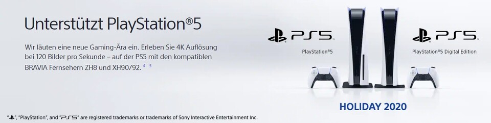 Sonys Bravia-TVs unterstützen die Features der PS5 nur bedingt und noch nicht in vollem Umfang.