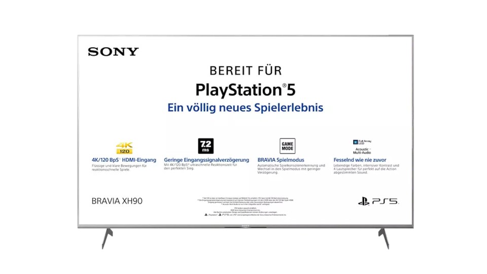 Sony wirbt unter anderem bei der Modellreihe XH90 mit &quot;ready for PS5&quot;.